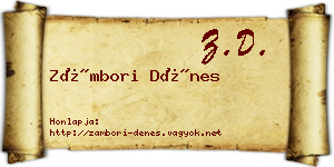 Zámbori Dénes névjegykártya