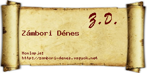 Zámbori Dénes névjegykártya